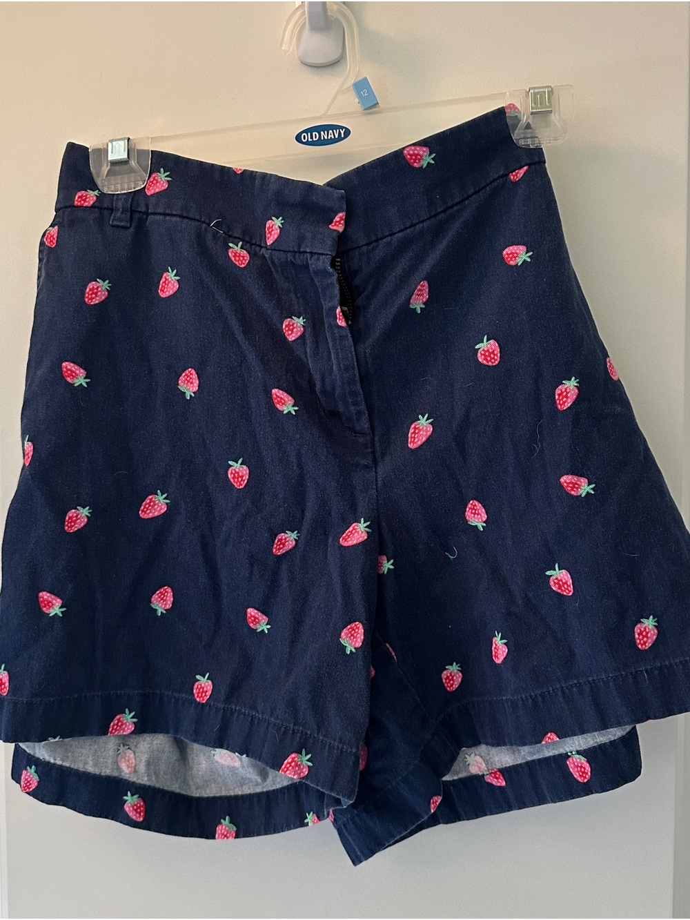 J. Crew Navy Blue Shorts with Pink Strawberry Print
